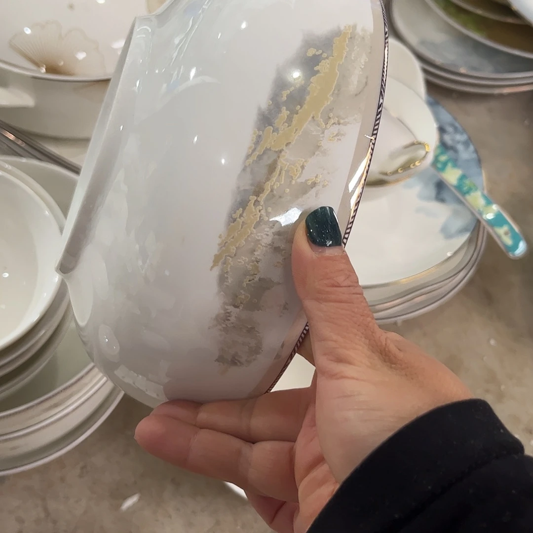 瓷片海岸八寸汤碗两个微瑕