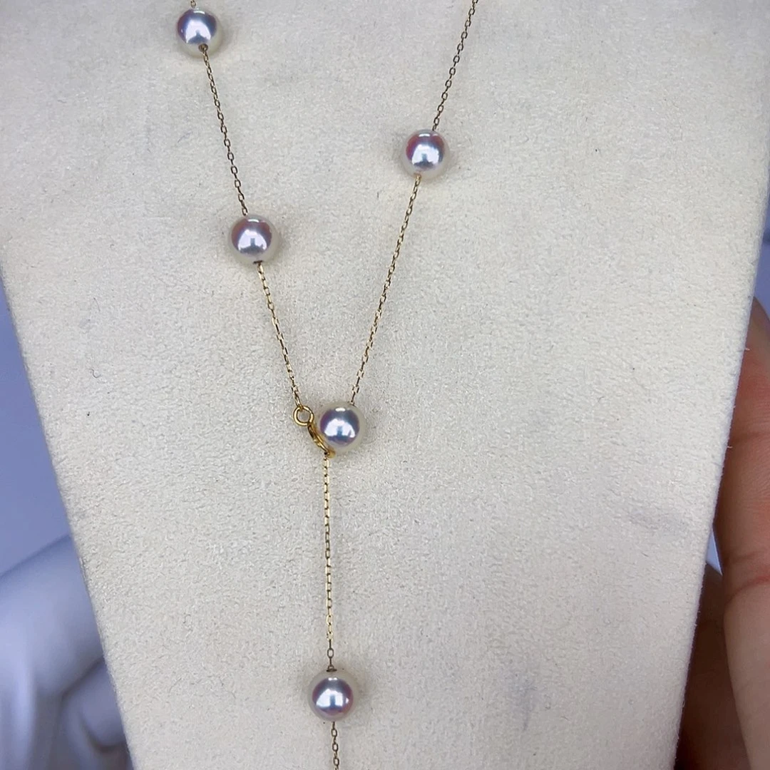 海水珍珠海水akoya设计款满天星6-7mm18K金镶嵌