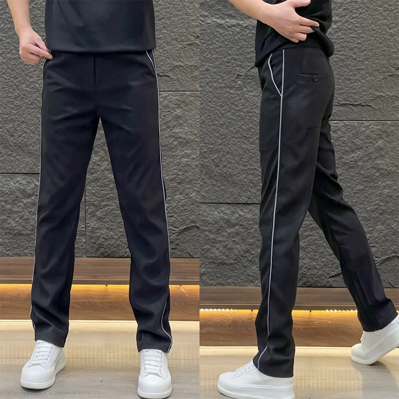 裤子男春秋高档细条绒潮流纯色休闲裤欧货宽松舒适百搭修身直筒裤