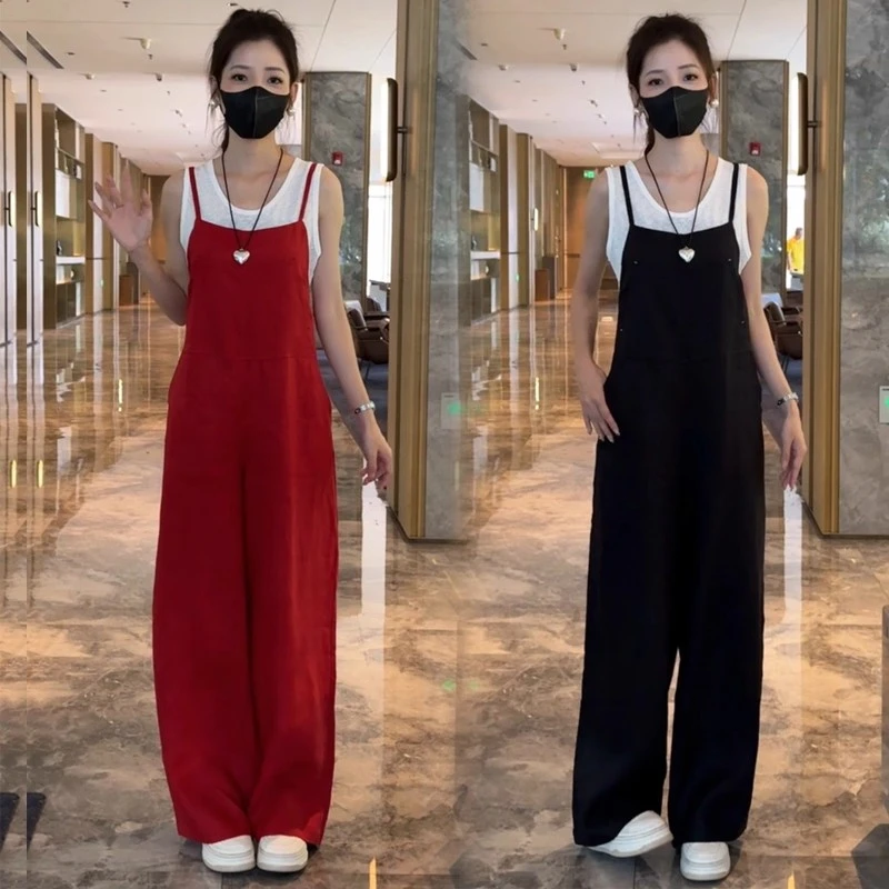 夏季新款时尚休闲百搭套装女小香风减龄无袖背心背带阔腿裤两件套