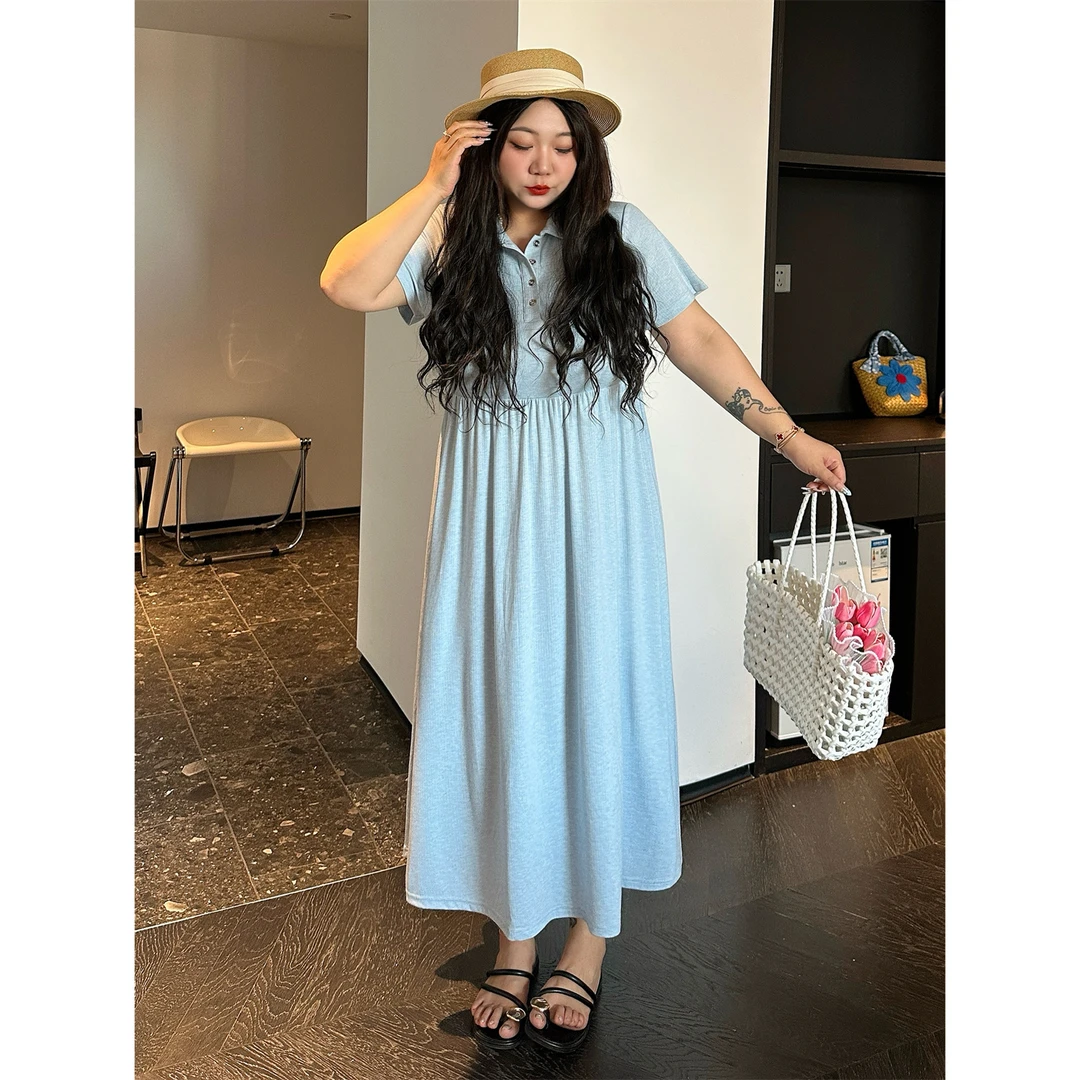 断码捡漏H洋槐春色 / 设计感蓝色清爽连衣裙14978花契大码