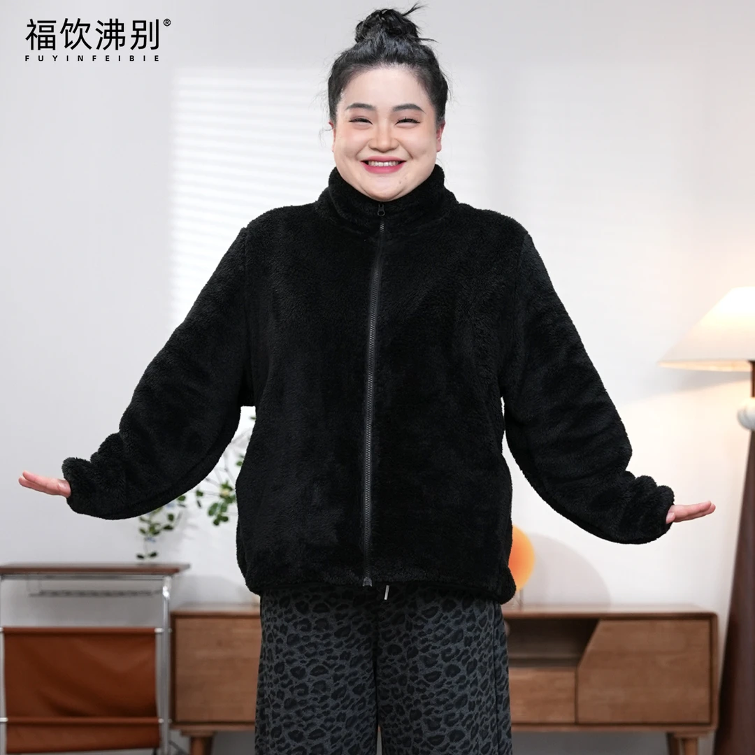 福饮沸别【随遇而安】大码胖mm冬季新款休闲百搭夹克外套2626