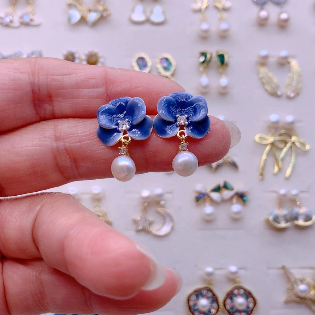 合金淡水珍珠耳饰