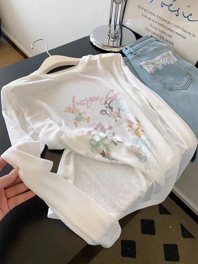 防晒薄款长袖t恤女款宽松慵懒风独特超好看单穿漂亮百搭夏季上衣