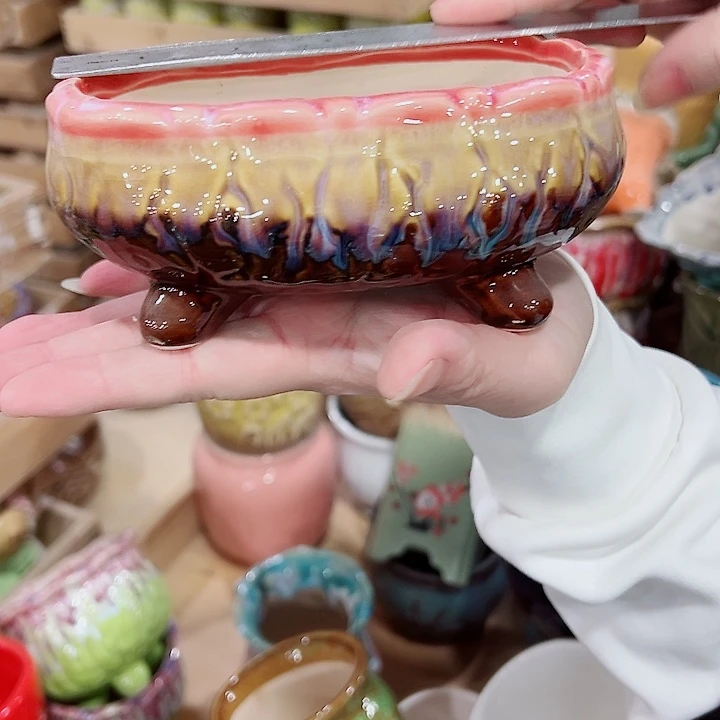 有孔，凑单福利满10元发货陶瓷多肉花盆！