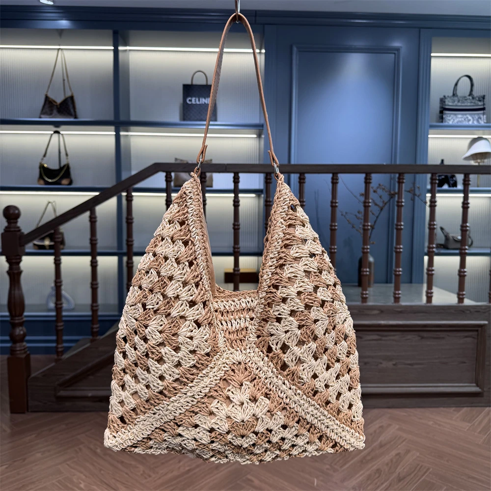 KK&MERRY高级感夏日风情女式单肩包大容量编织手提包KD22AA008