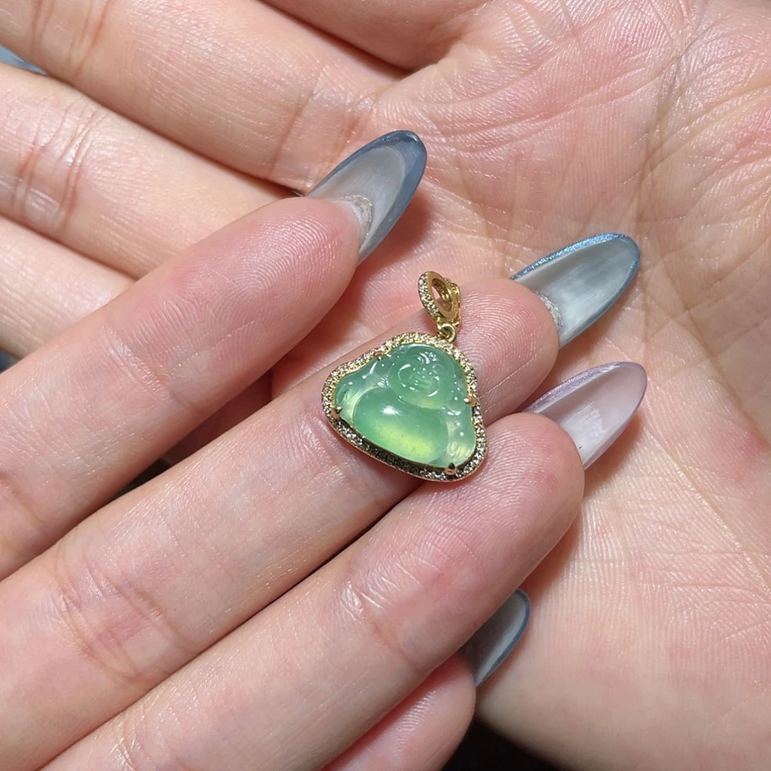 翡翠18K金镶嵌吊坠(不含链)