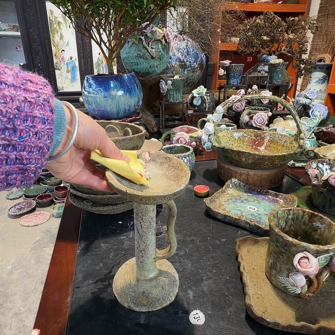 皮***！纯手工咖啡杯盘碗