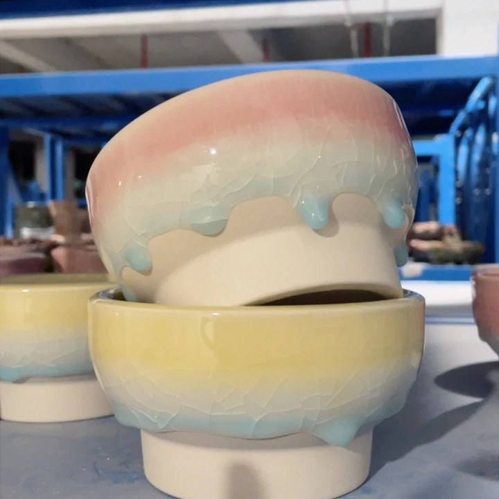 陶瓷12*6.5 半手工花盆默认微瑕