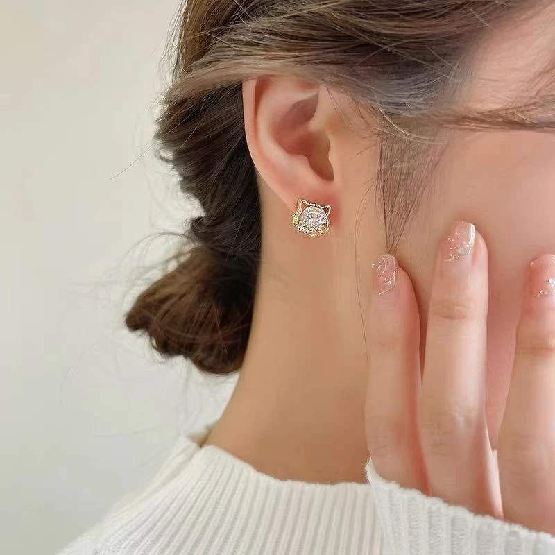 铜合金耳饰 羡然电镀工艺普通金属精致老虎耳钉355