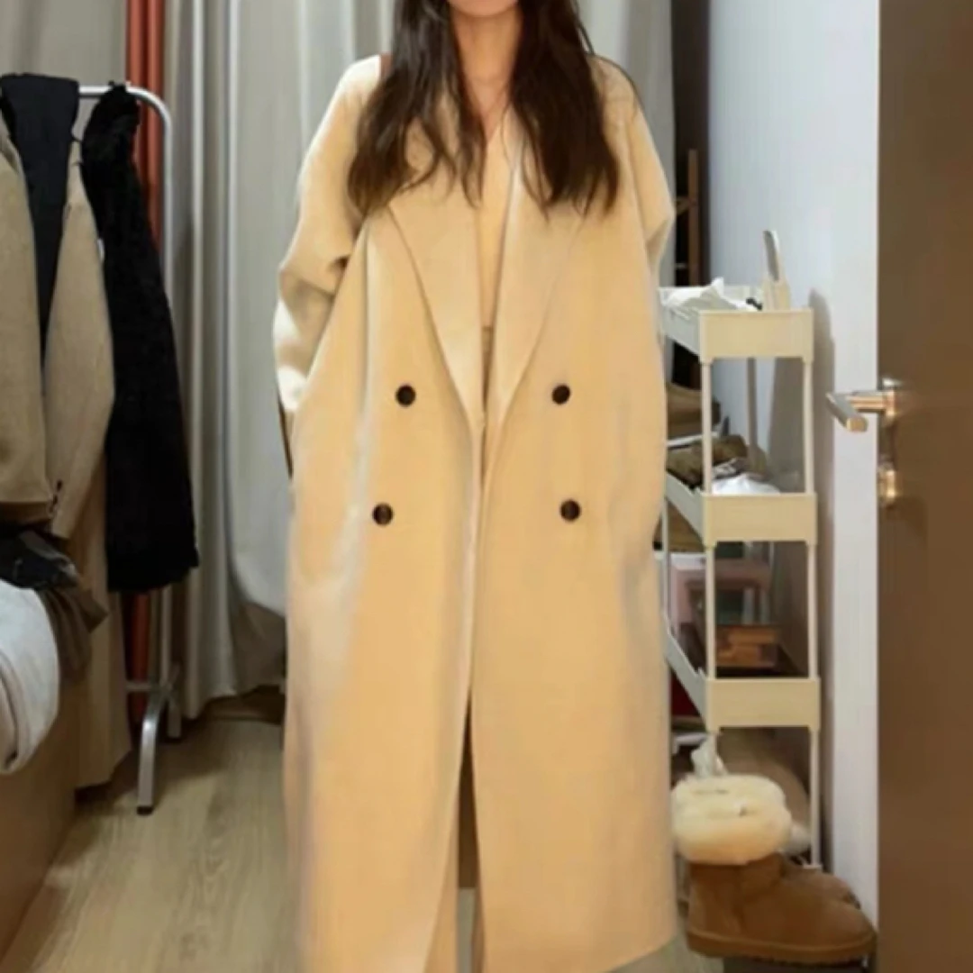 【甲木力推】秋冬新款双面羊毛中长款气质大衣/品27516