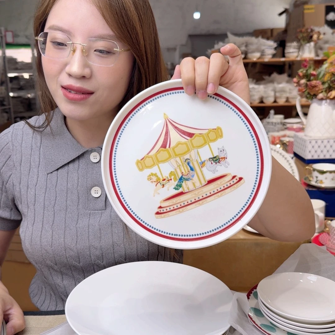 瓷8英寸盘口径20cm1只外贸骨瓷