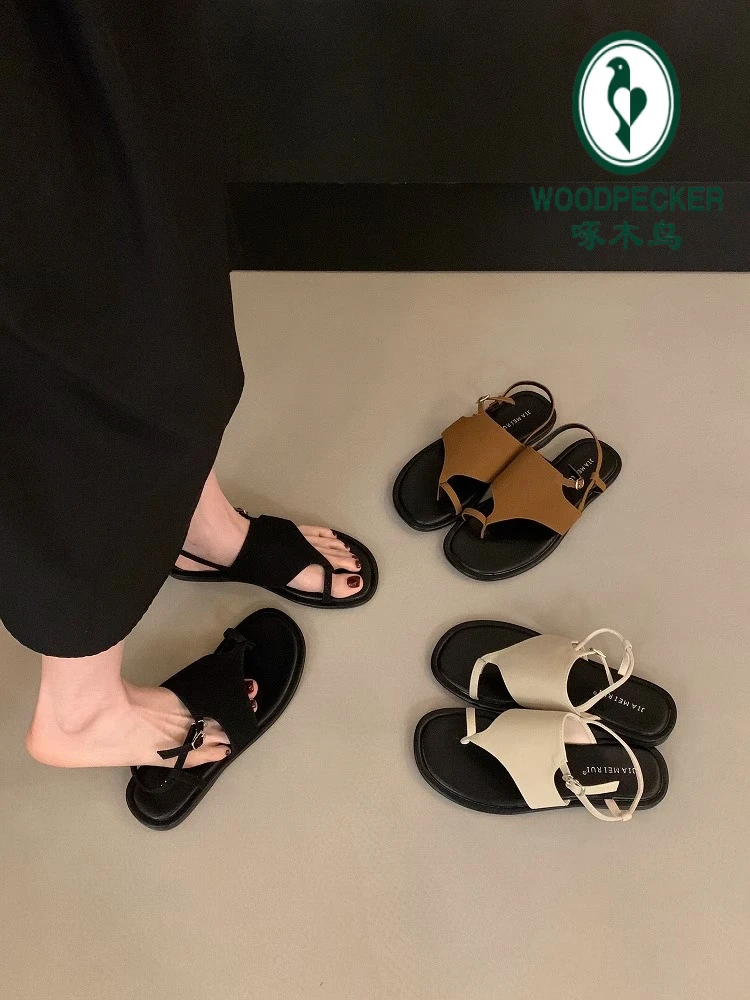 啄木鸟复古套趾凉鞋女鞋子2025新款夏季度假凉鞋女款2025新款爆款