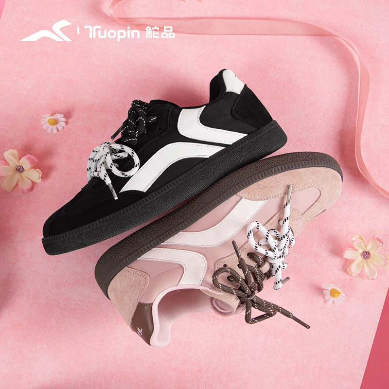 鮀品德训鞋2026春季新款真皮情侣软底黑粉厚底百搭休闲女鞋板鞋