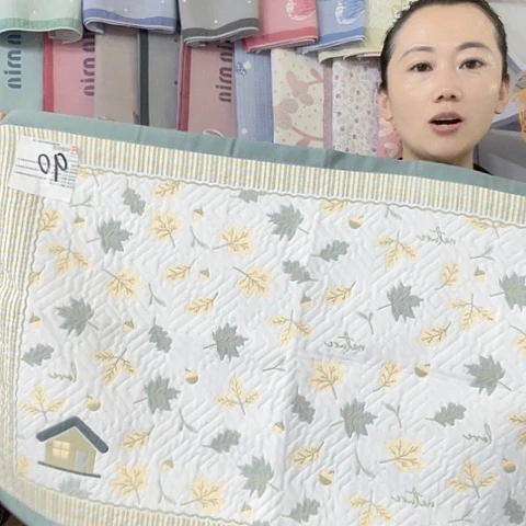 棉纱布绿色枫叶纯棉