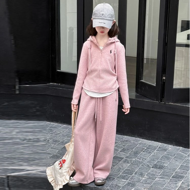 女童卫衣套装春秋款2025新款女孩大童韩系穿搭外套运动两件套春装