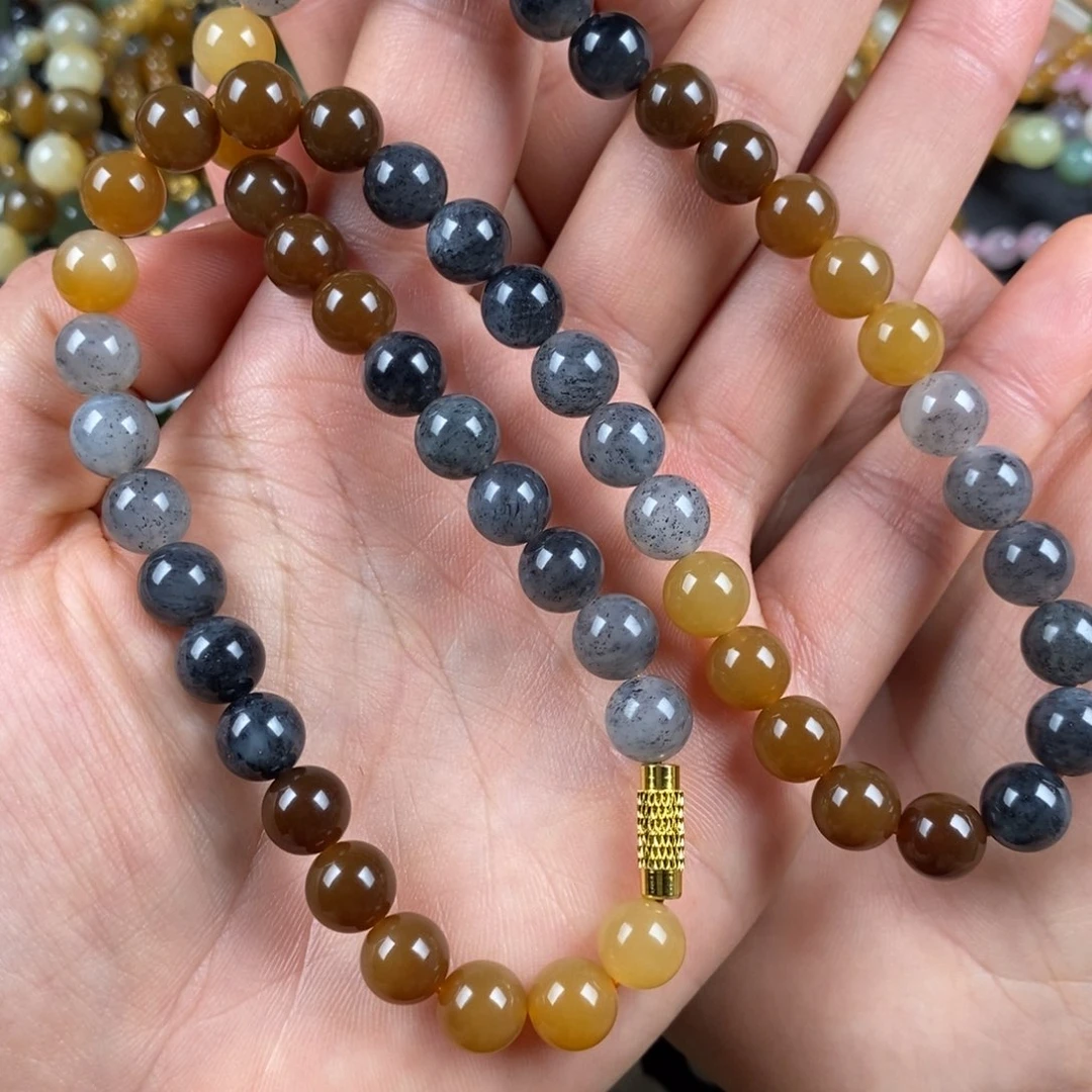 和田玉未镶嵌手串新疆楼兰配色妈妈链8mm