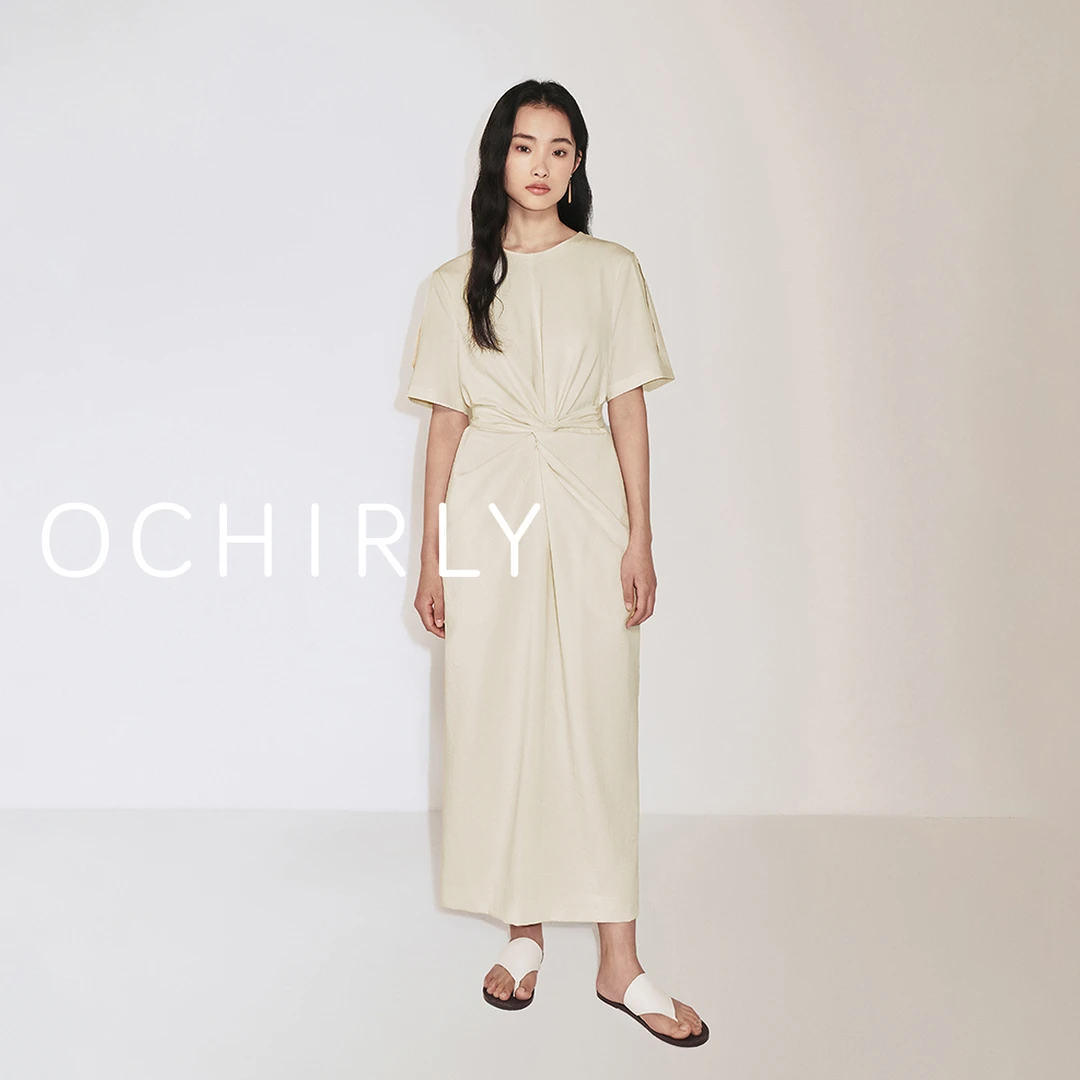 ochirly欧时力 立体绑带圆领连衣裙长裙气质松弛感秋季新品