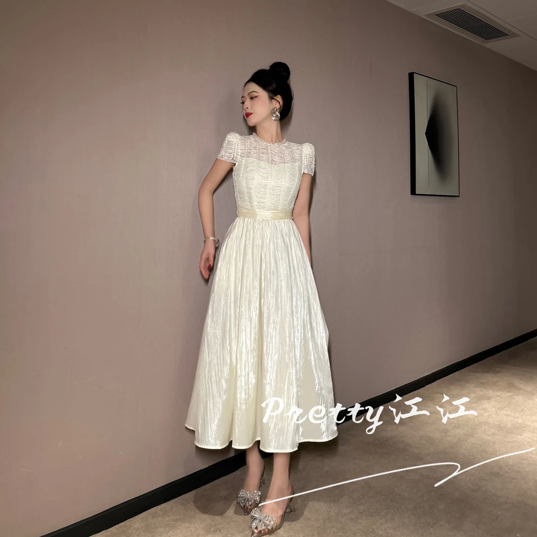 小众设计师品牌江江定制  A字裙法式优雅蕾丝连衣裙21745