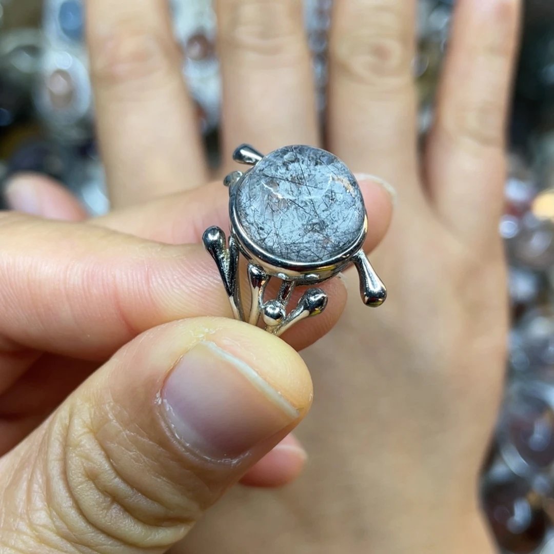 【闪购商品】银S925镶嵌珠宝半成品水晶戒指