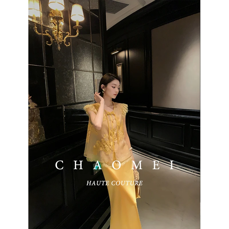 冯（CHAOMEI【鎏金时代】新中式国风女装高级感轻奢马甲