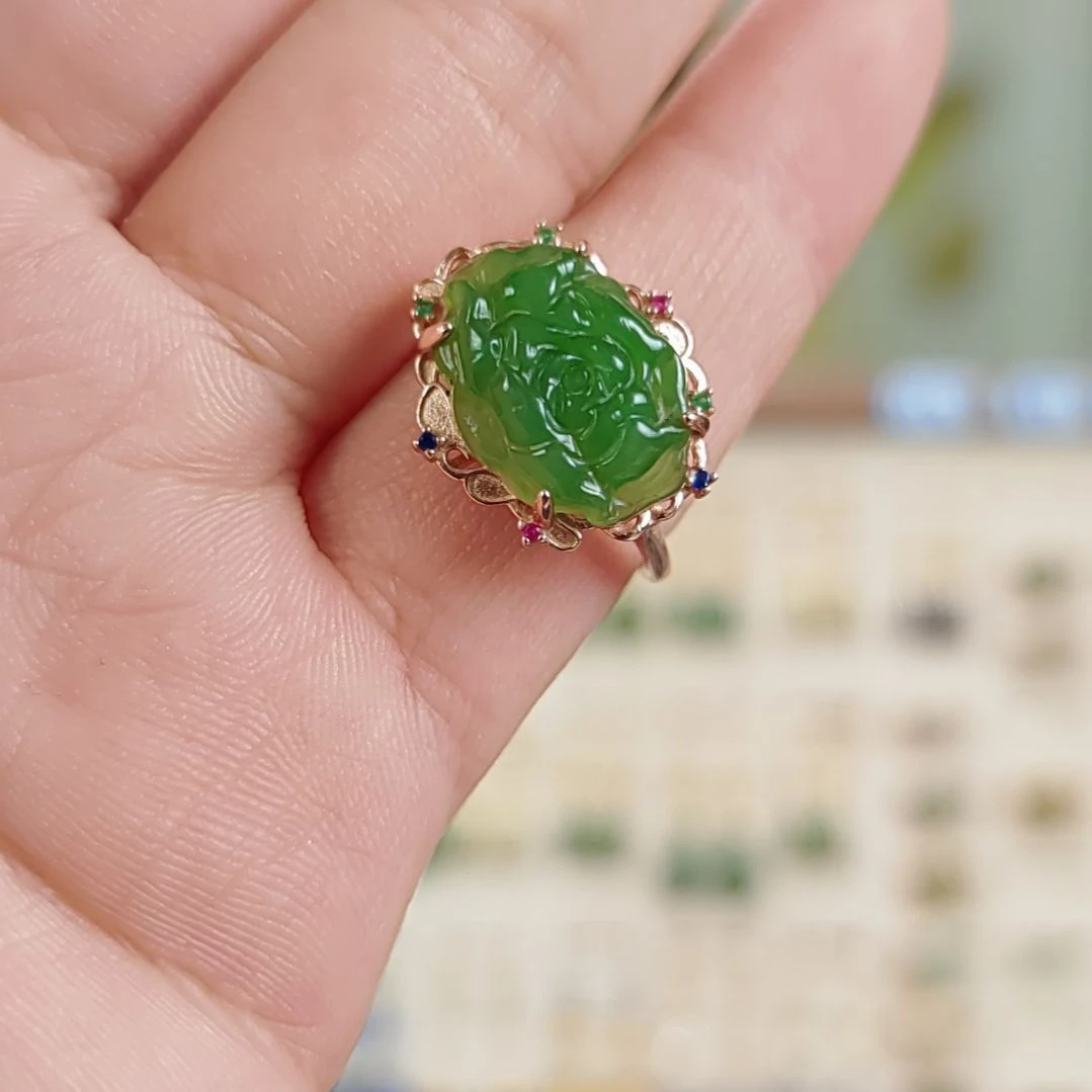 银S925镶嵌和田玉耳饰