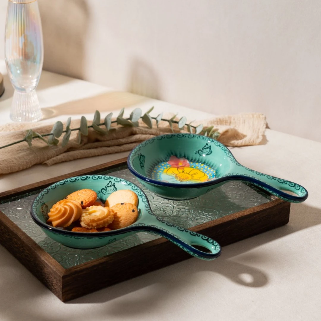 【西里西亚】手绘碧海苍田-9.5英寸手把碟（2个装）