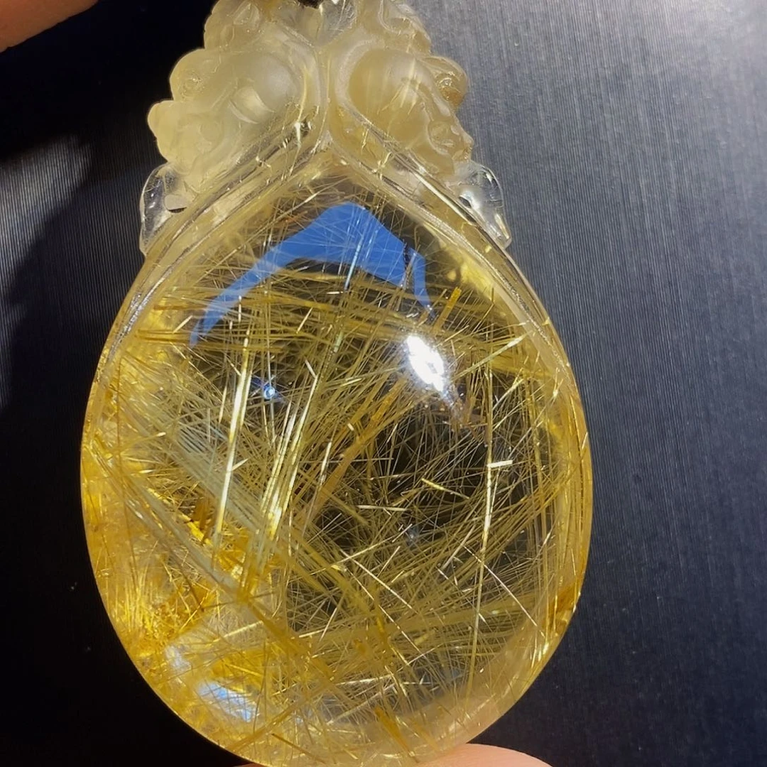 颈饰未镶嵌水晶天然发晶吞金兽钱袋子吊坠