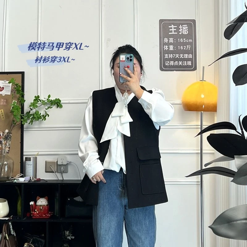 YZJ【春日诗语】气质韩版减龄飘带蝴蝶结宽松大版时尚长袖衬衫上衣