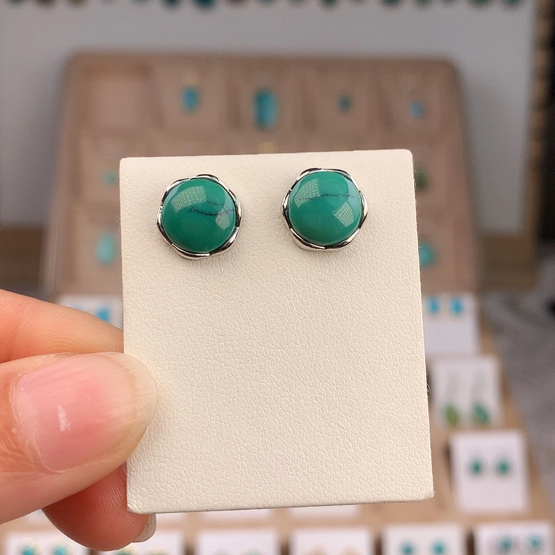 绿松石未镶嵌耳饰
