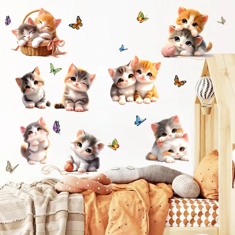 新款猫咪贴纸装饰墙贴画客厅墙上贴画自粘3d立体墙贴卧室小动物