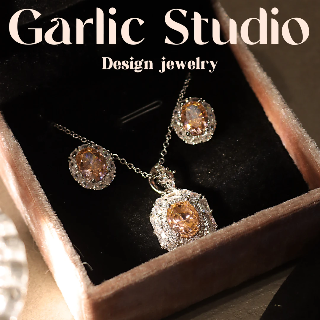 铜项链 <Garlic Studio> 华尔兹-爆闪珠宝切割项链耳钉