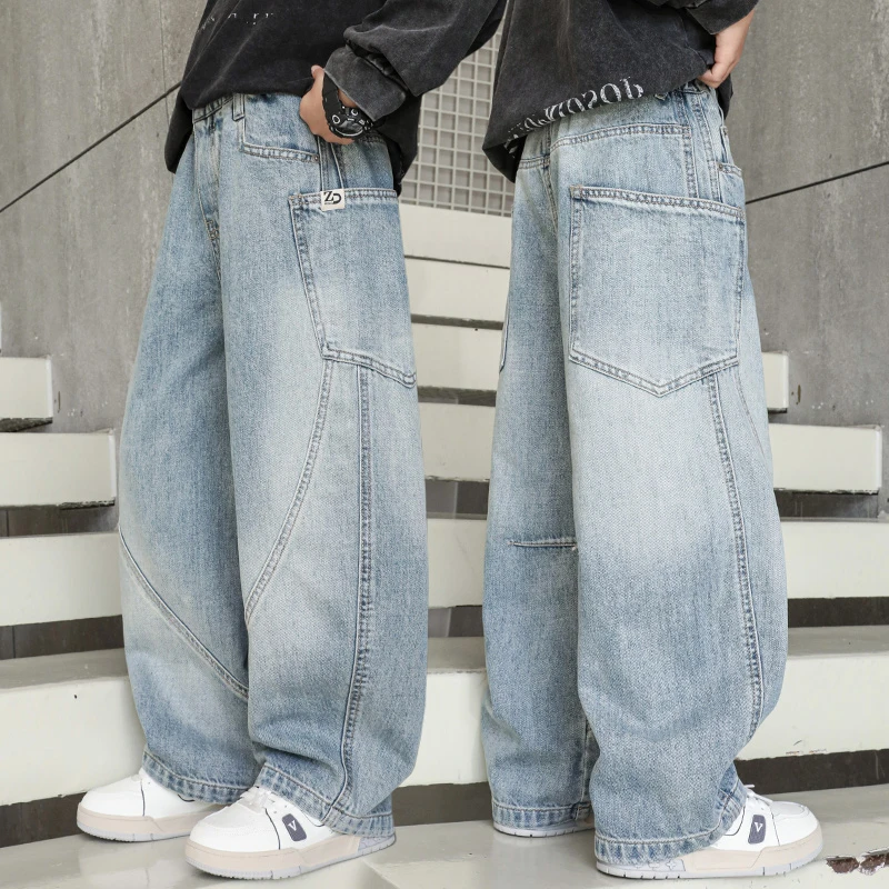 男童牛仔裤春秋季2025新款中大童春装男孩痞帅儿童直筒休闲长裤潮