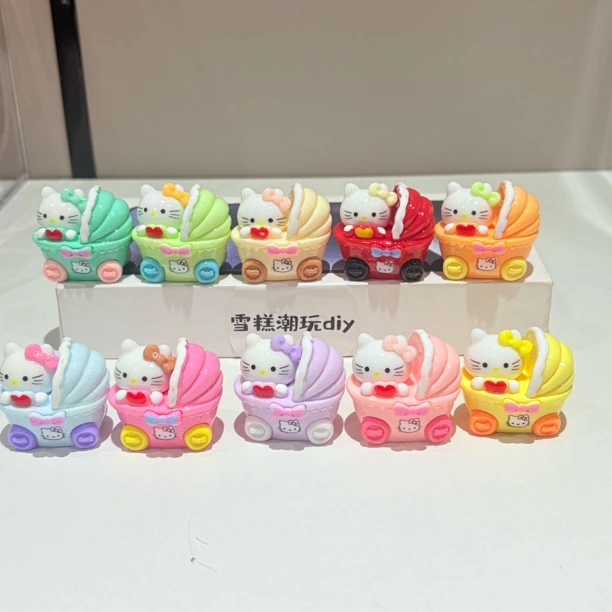 【单许愿】新款KT婴儿手推车卡通树脂可爱桌面摆件网红车载创意