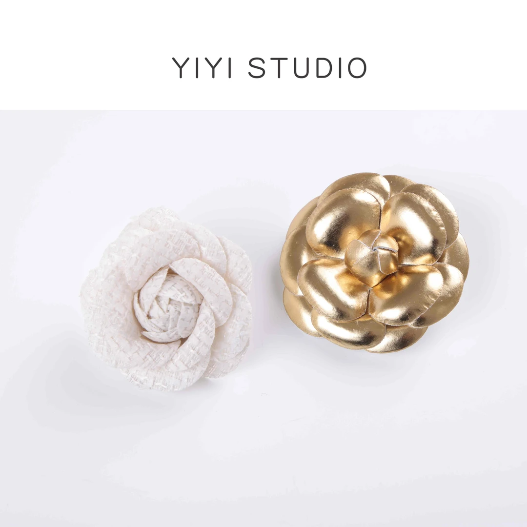 非金属布艺胸针 【白金胸花组合】<YiYiii>法式小香风山茶花胸针