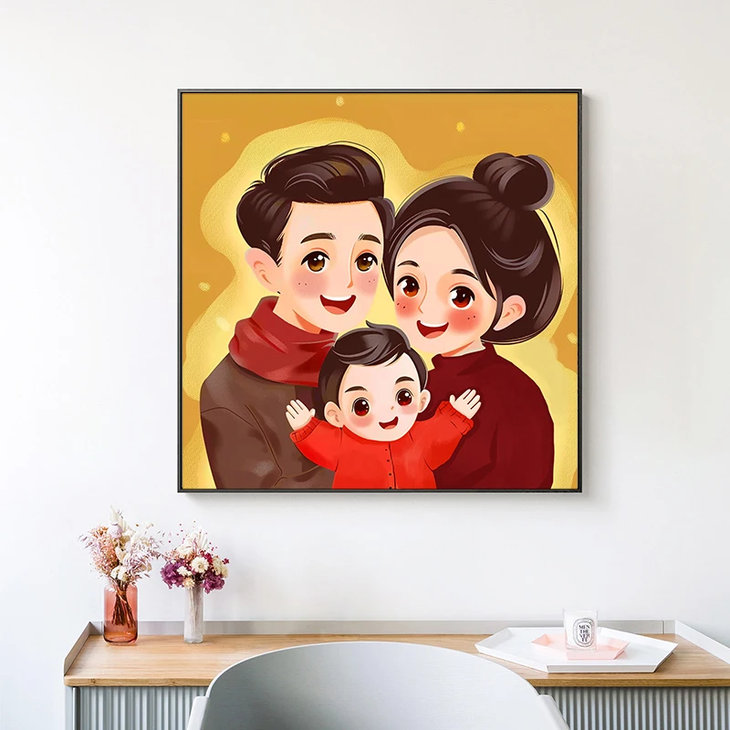 DC/蒂彩【幸福之家】钻石画DIY亲子手工全家福装饰画贴钻十字绣客厅