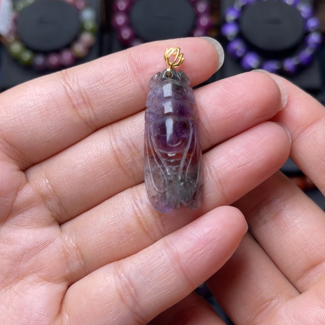 水晶手链18K金镶嵌极光四色吊坠