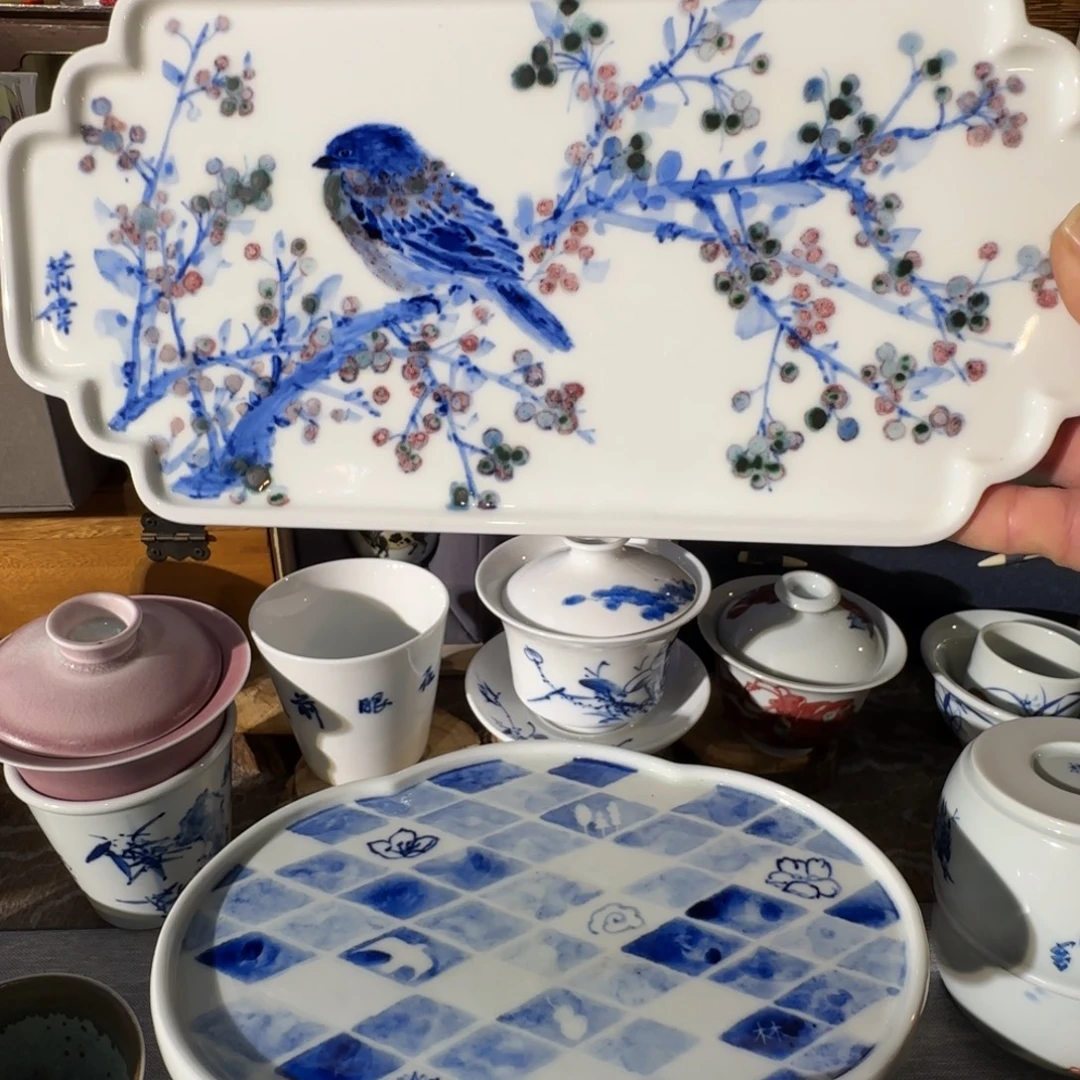 瓷手绘喜上眉梢干泡台
