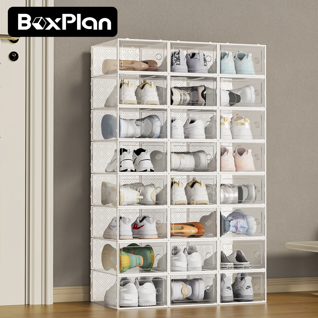 加厚透明鞋盒收纳盒装鞋子收纳神器省空间折叠鞋柜塑料鞋架整理箱