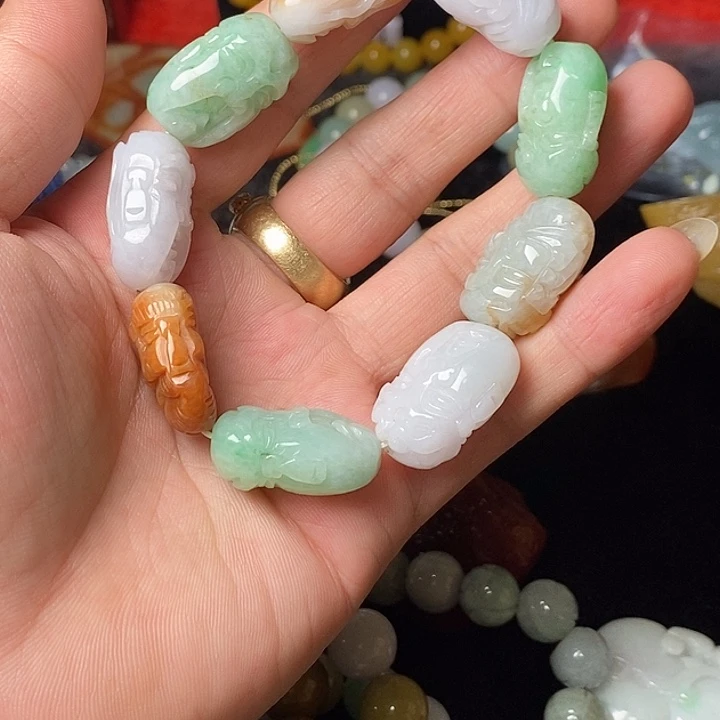 翡翠未镶嵌手链翡翠多宝手串十八罗汉