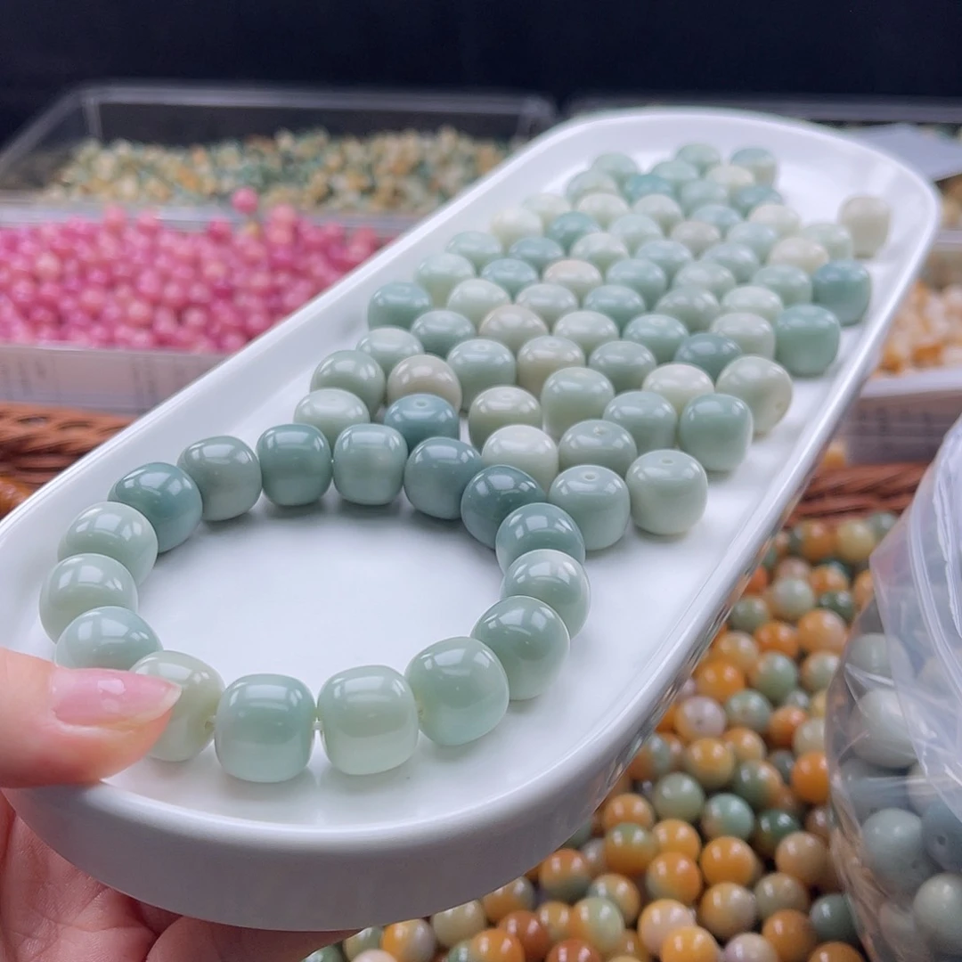 白玉菩提吊坠w c14mm/20+2颗海盐蓝