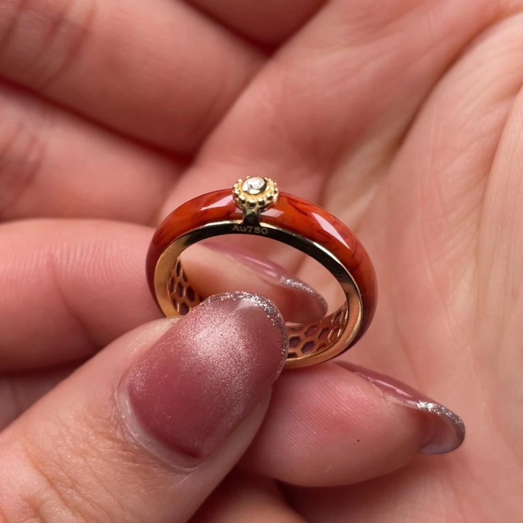 南红玛瑙戒指未镶嵌栀**开