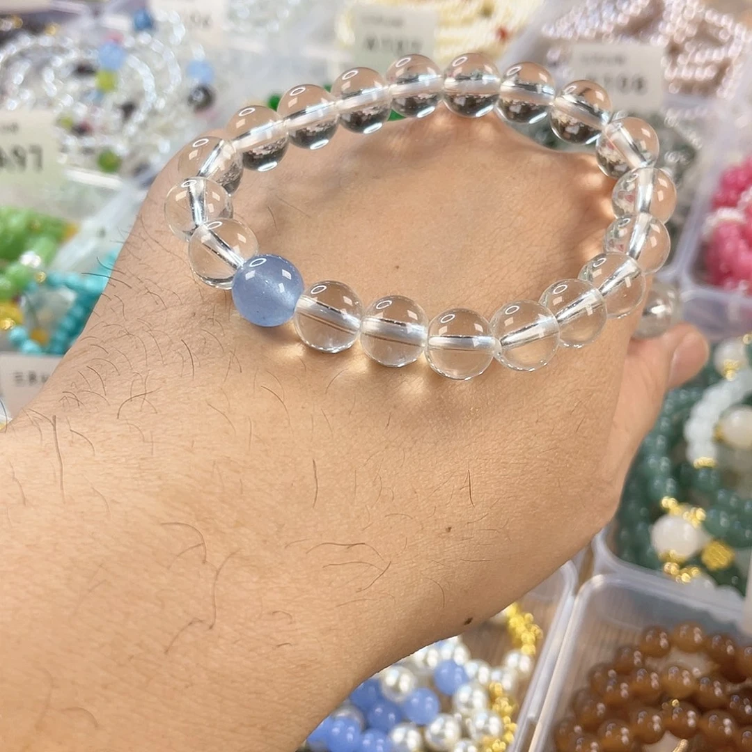 檀香木手串银S925镀金镶嵌