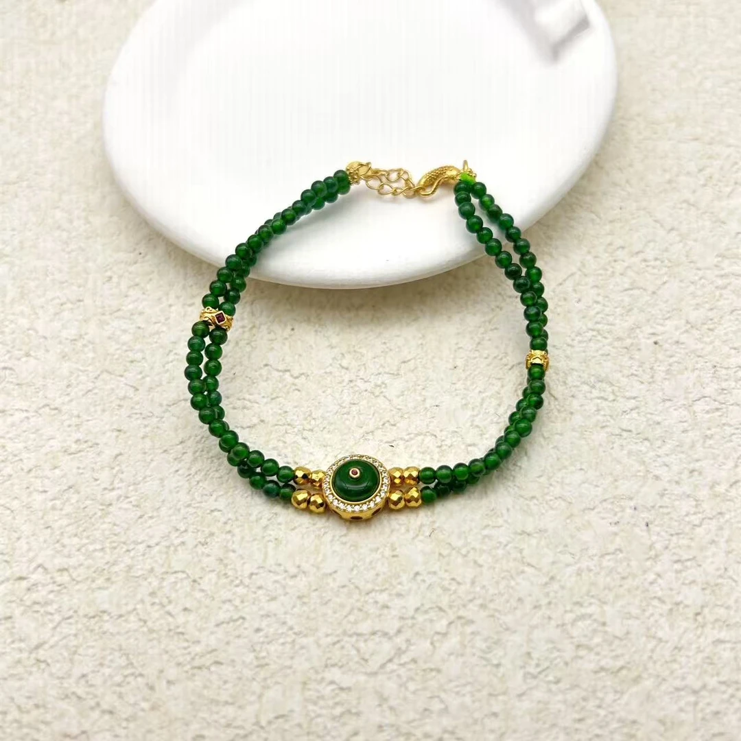 翡翠手链银s925银镶天然翡翠手链（尺寸2.5mm） ～HYL012
