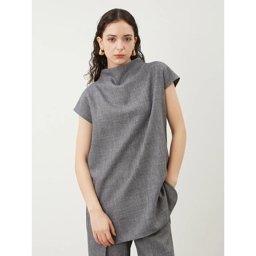 【MonTendre】M 秋季新款 休闲小高领短袖上衣+长裤套装