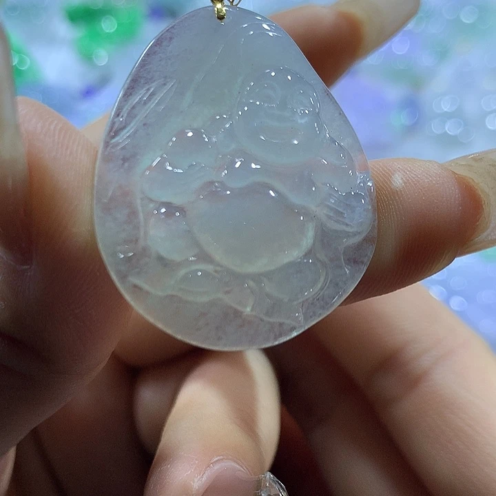 翡翠18K金镶嵌颈饰天然翡翠A货吊坠