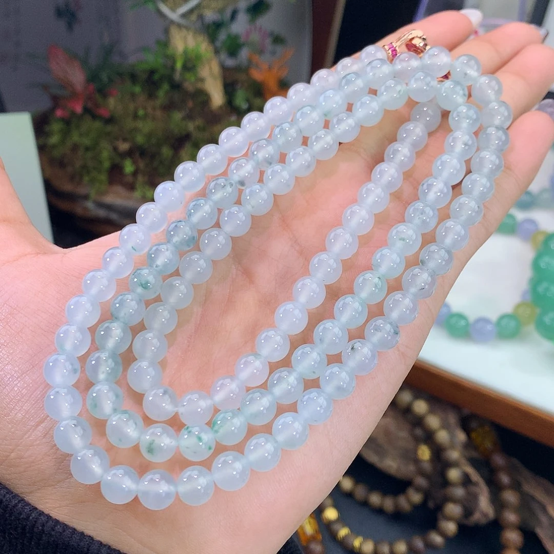 翡翠未镶嵌手链冰飘花项链