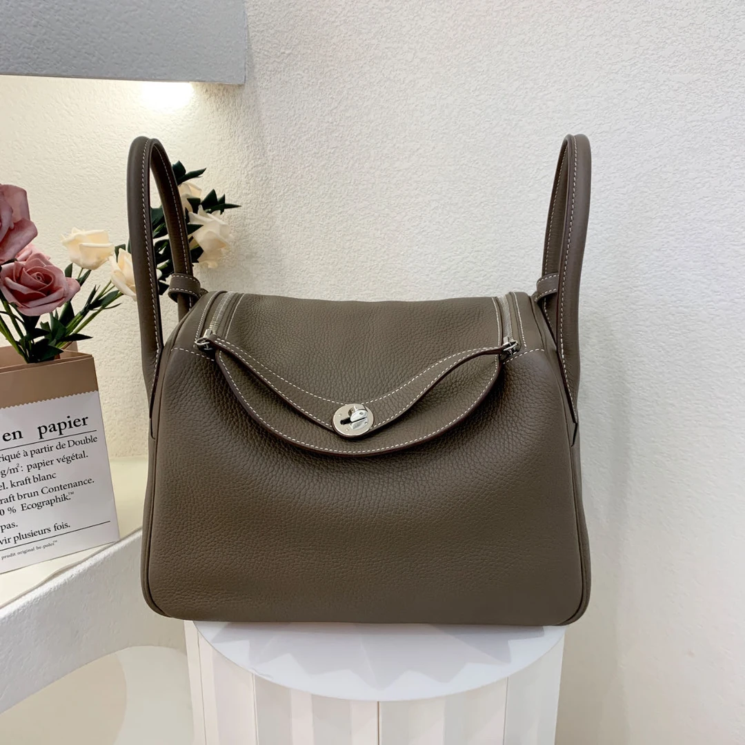 99新 Hermes/爱马仕 lindy 30 Y  tc皮 大象灰手提包dd0702a0