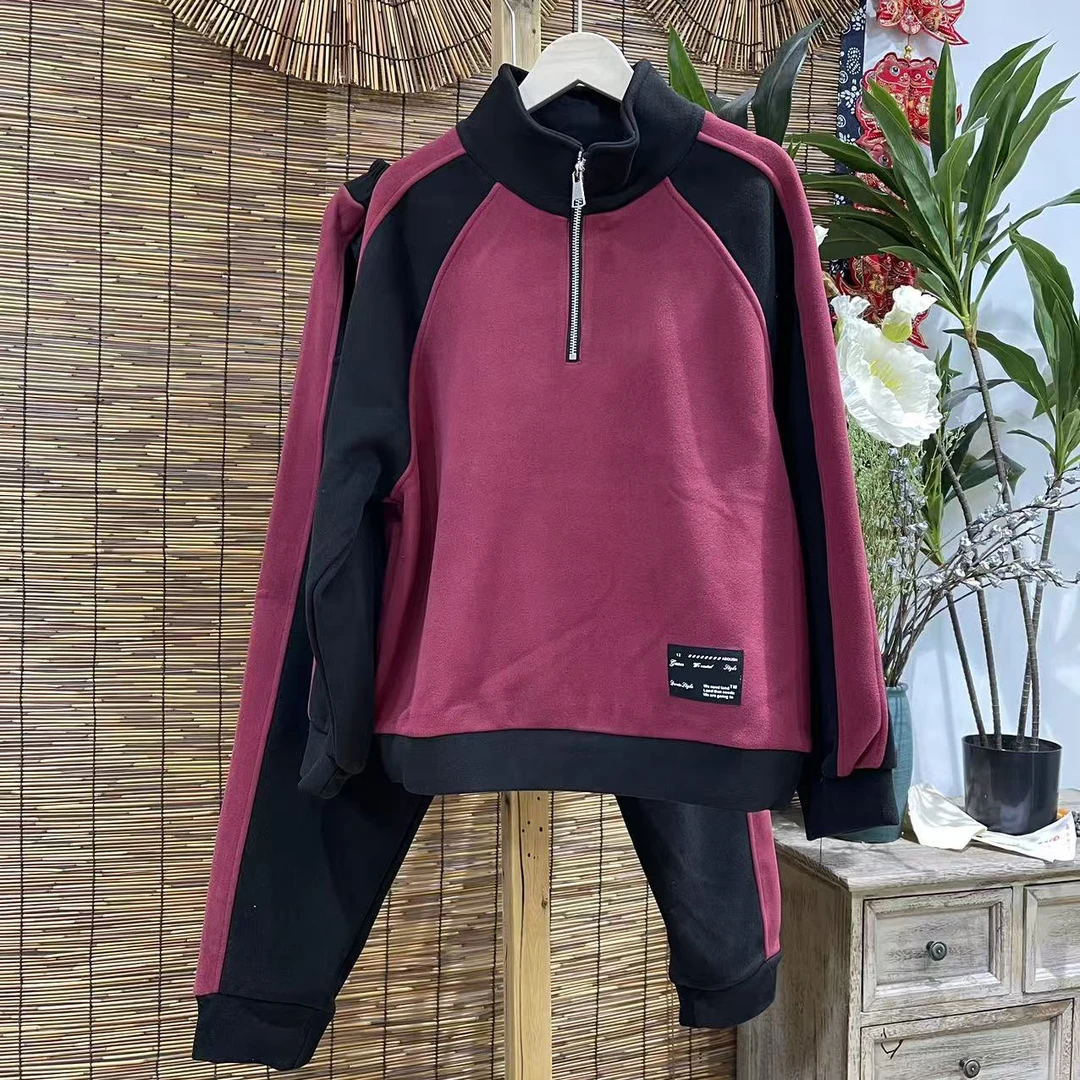 19419新款秋冬加绒休闲百搭套装