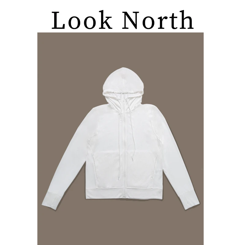 Look North春秋女纯色连帽运动休闲修身短款长袖卫衣